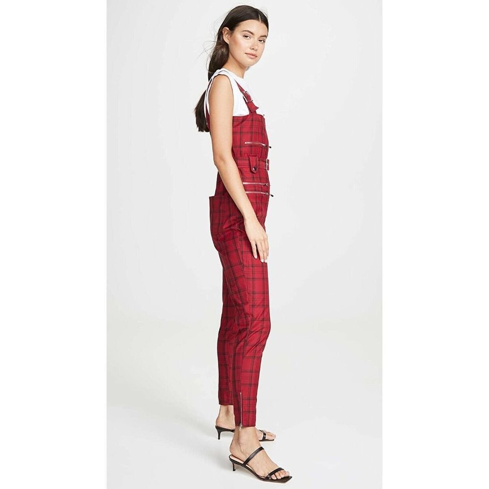WeWoreWhat Jumpsuit Plaid Moto Red Holiday
